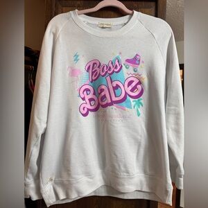 Simply Southern Boss Babe White Sweatshirt